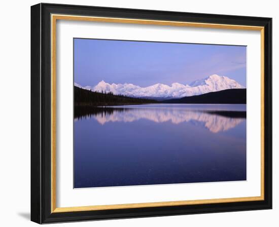 Mount Mckinley Reflection in Wonder Lake at Sunset, Denali National Park, Alaska, Usa-Gerry Reynolds-Framed Photographic Print