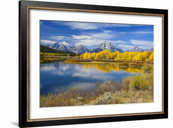 Mount Moran and the Teton Range from Oxbow Bend, Snake River, Grand Tetons National Park, Wyoming-Gary Cook-Framed Photographic Print