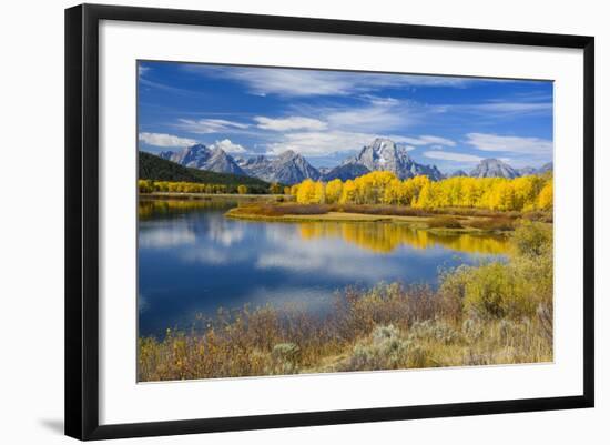 Mount Moran and the Teton Range from Oxbow Bend, Snake River, Grand Tetons National Park, Wyoming-Gary Cook-Framed Photographic Print