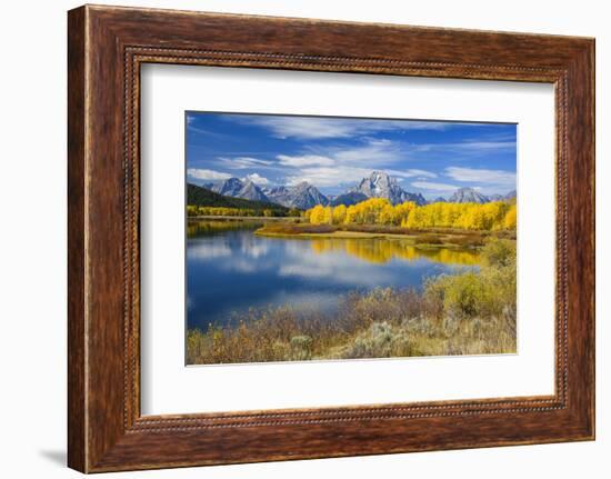 Mount Moran and the Teton Range from Oxbow Bend, Snake River, Grand Tetons National Park, Wyoming-Gary Cook-Framed Photographic Print