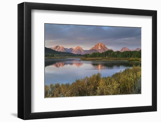 Mount Moran reflected in Snake River at Oxbow Bend at sunrise, Grand Teton NP, WY.-Alan Majchrowicz-Framed Photographic Print