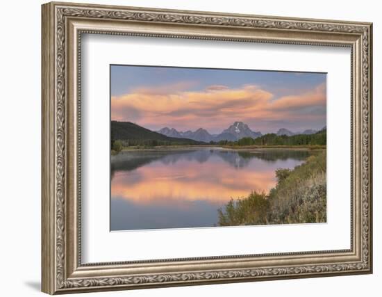 Mount Moran reflected in still waters of the Snake River at Oxbow Bend, Grand Teton NP, WY-Alan Majchrowicz-Framed Photographic Print