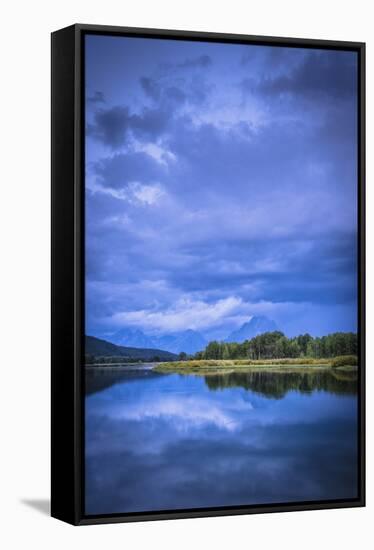 Mount Moran Rises Over Oxbow Bend On A Stormy Late Summer Morning-Bryan Jolley-Framed Stretched Canvas