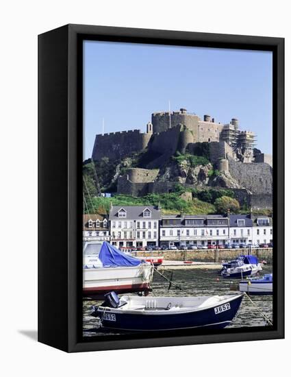 Mount Orgueil Castle and Harbour, Gorey, Grouville, Jersey, Channel Islands, United Kingdom-Neale Clarke-Framed Premier Image Canvas