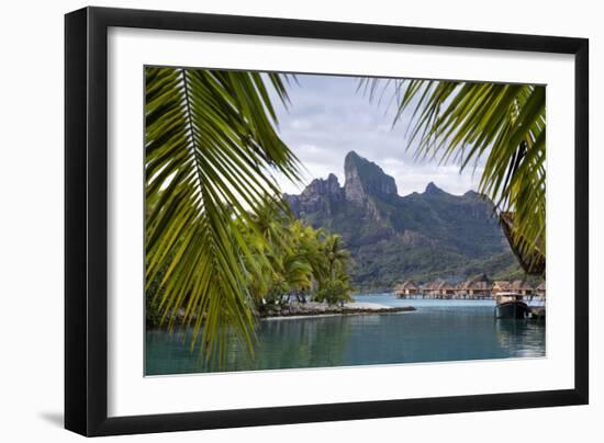 Mount Otemanu As Seen Through Palm Fronds At The Four Seasons Bora Bora. French Polynesia-Karine Aigner-Framed Photographic Print