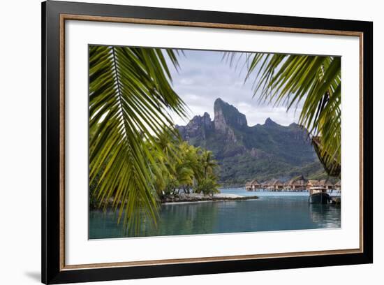 Mount Otemanu As Seen Through Palm Fronds At The Four Seasons Bora Bora. French Polynesia-Karine Aigner-Framed Photographic Print