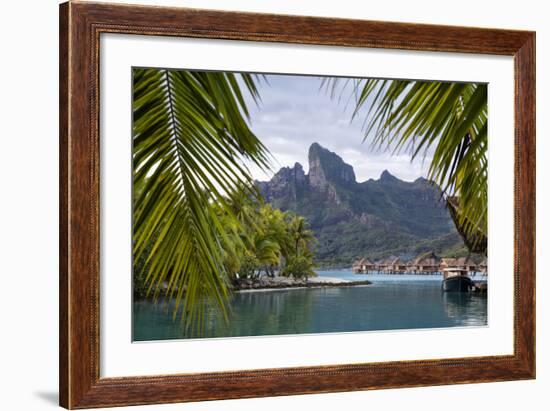 Mount Otemanu As Seen Through Palm Fronds At The Four Seasons Bora Bora. French Polynesia-Karine Aigner-Framed Photographic Print