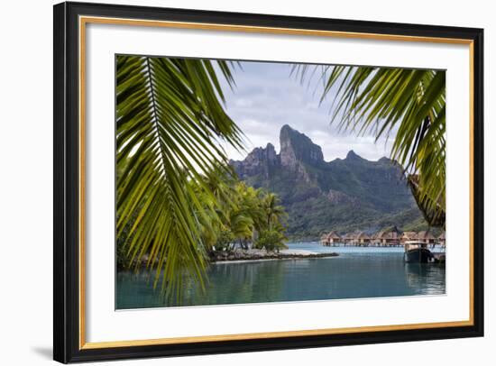 Mount Otemanu As Seen Through Palm Fronds At The Four Seasons Bora Bora. French Polynesia-Karine Aigner-Framed Photographic Print