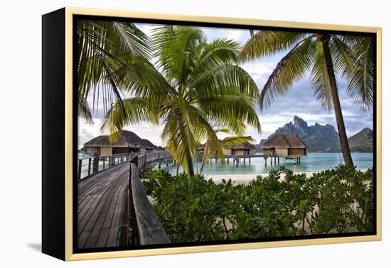 Mount Otemanu In The Distance Of The Over Water Bungalows At The Four Seasons Bora Bora-Karine Aigner-Framed Premier Image Canvas