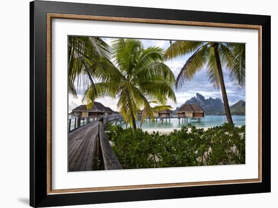 Mount Otemanu In The Distance Of The Over Water Bungalows At The Four Seasons Bora Bora-Karine Aigner-Framed Photographic Print