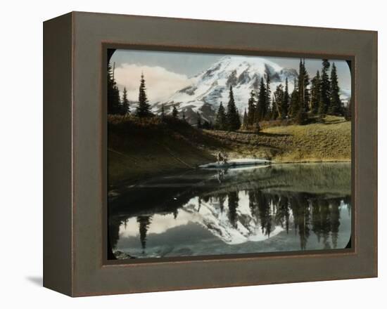 Mount Rainier and One of the Reflection Lakes, 1917-Ashael Curtis-Framed Premier Image Canvas