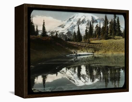 Mount Rainier and One of the Reflection Lakes, 1917-Ashael Curtis-Framed Premier Image Canvas