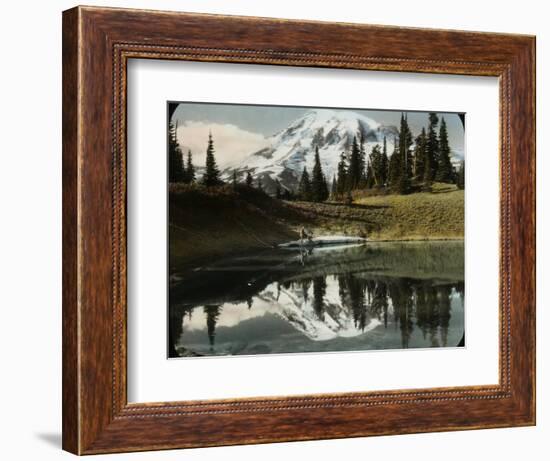 Mount Rainier and One of the Reflection Lakes, 1917-Ashael Curtis-Framed Giclee Print