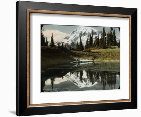 Mount Rainier and One of the Reflection Lakes, 1917-Ashael Curtis-Framed Giclee Print