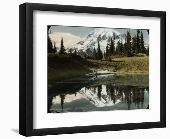 Mount Rainier and One of the Reflection Lakes, 1917-Ashael Curtis-Framed Giclee Print