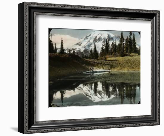 Mount Rainier and One of the Reflection Lakes, 1917-Ashael Curtis-Framed Giclee Print