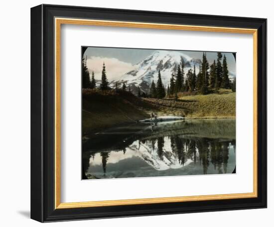 Mount Rainier and One of the Reflection Lakes, 1917-Ashael Curtis-Framed Giclee Print