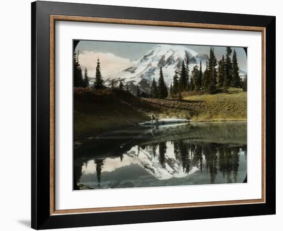 Mount Rainier and One of the Reflection Lakes, 1917-Ashael Curtis-Framed Giclee Print