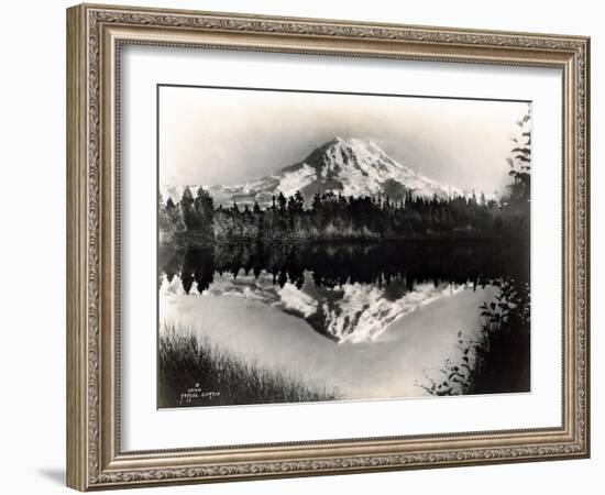 Mount Rainier From Spanaway Lake, 1922-Asahel Curtis-Framed Giclee Print