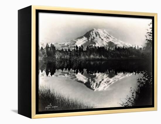 Mount Rainier From Spanaway Lake, 1922-Asahel Curtis-Framed Premier Image Canvas