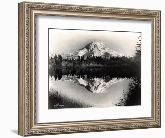 Mount Rainier From Spanaway Lake, 1922-Asahel Curtis-Framed Giclee Print