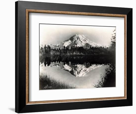 Mount Rainier From Spanaway Lake, 1922-Asahel Curtis-Framed Giclee Print