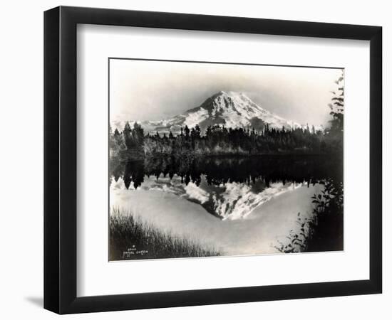 Mount Rainier From Spanaway Lake, 1922-Asahel Curtis-Framed Giclee Print