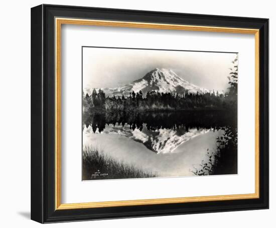 Mount Rainier From Spanaway Lake, 1922-Asahel Curtis-Framed Giclee Print