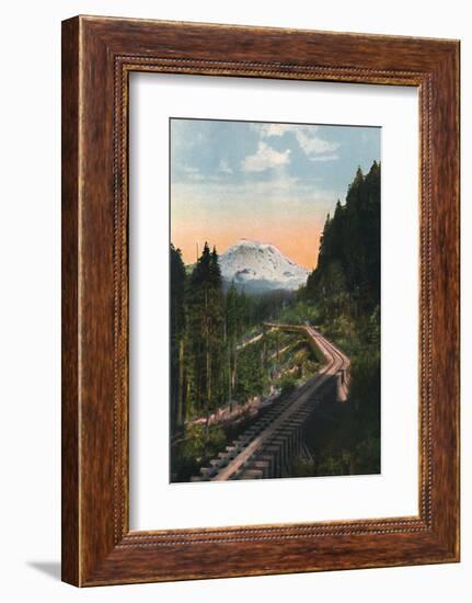 'Mount Rainier from the C. M. & P. S. R. R.', c1916-Asahel Curtis-Framed Photographic Print