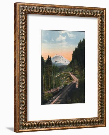 'Mount Rainier from the C. M. & P. S. R. R.', c1916-Asahel Curtis-Framed Photographic Print