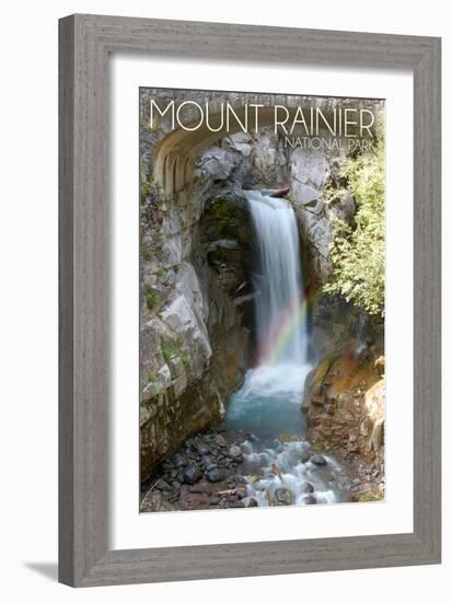 Mount Rainier National Park - Christine Falls-Lantern Press-Framed Art Print