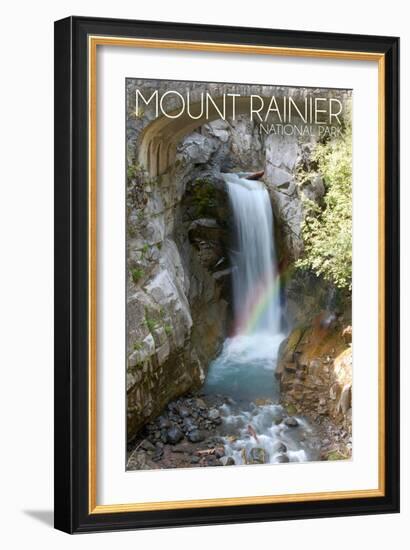 Mount Rainier National Park - Christine Falls-Lantern Press-Framed Art Print