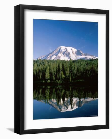 Mount Rainier National Park, Mount Rainier with Snow, Washington, USA-Steve Vidler-Framed Photographic Print