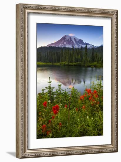 Mount Rainier National Park, Washington: Sunset At Reflection Lakes With Mount Rainier In The Bkgd-Ian Shive-Framed Photographic Print