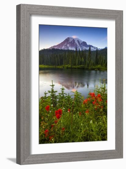 Mount Rainier National Park, Washington: Sunset At Reflection Lakes With Mount Rainier In The Bkgd-Ian Shive-Framed Photographic Print