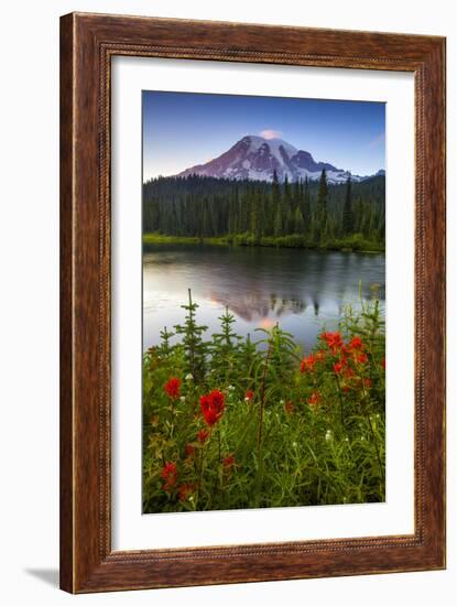 Mount Rainier National Park, Washington: Sunset At Reflection Lakes With Mount Rainier In The Bkgd-Ian Shive-Framed Photographic Print