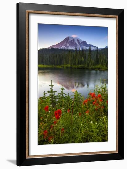 Mount Rainier National Park, Washington: Sunset At Reflection Lakes With Mount Rainier In The Bkgd-Ian Shive-Framed Photographic Print