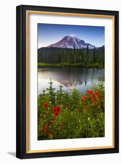 Mount Rainier National Park, Washington: Sunset At Reflection Lakes With Mount Rainier In The Bkgd-Ian Shive-Framed Photographic Print