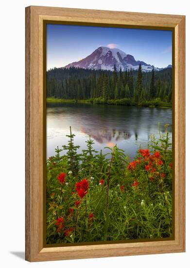 Mount Rainier National Park, Washington: Sunset At Reflection Lakes With Mount Rainier In The Bkgd-Ian Shive-Framed Premier Image Canvas
