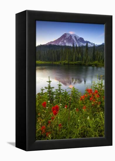 Mount Rainier National Park, Washington: Sunset At Reflection Lakes With Mount Rainier In The Bkgd-Ian Shive-Framed Premier Image Canvas