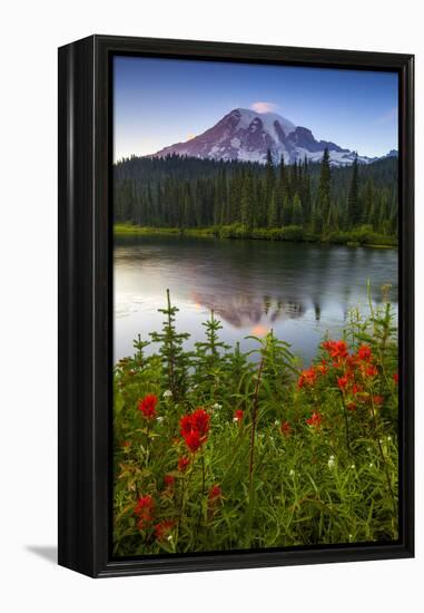 Mount Rainier National Park, Washington: Sunset At Reflection Lakes With Mount Rainier In The Bkgd-Ian Shive-Framed Premier Image Canvas