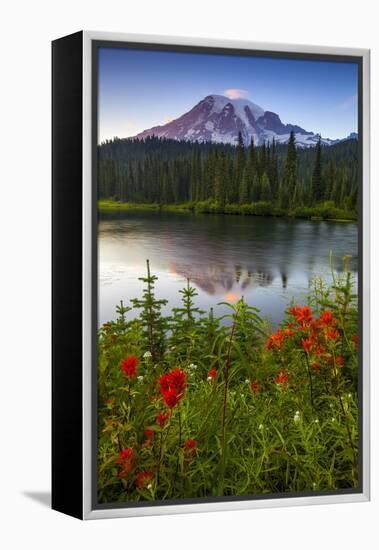 Mount Rainier National Park, Washington: Sunset At Reflection Lakes With Mount Rainier In The Bkgd-Ian Shive-Framed Premier Image Canvas
