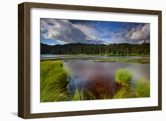 Mount Rainier National Park, Washington: Sunset At Reflection Lakes With Mount Rainier In The Bkgd-Ian Shive-Framed Photographic Print