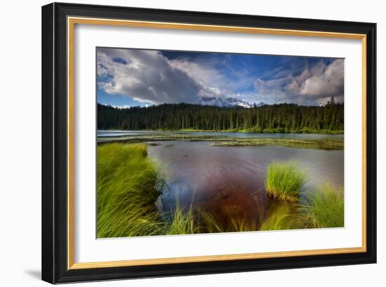 Mount Rainier National Park, Washington: Sunset At Reflection Lakes With Mount Rainier In The Bkgd-Ian Shive-Framed Photographic Print