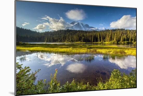 Mount Rainier National Park, Washinton: Sunset At Reflection Lakes With Mount Rainier Bkgd-Ian Shive-Mounted Photographic Print