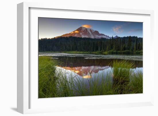 Mount Rainier NP, Washington: Sunset At Reflection Lakes With Mount Rainier In The Background-Ian Shive-Framed Photographic Print