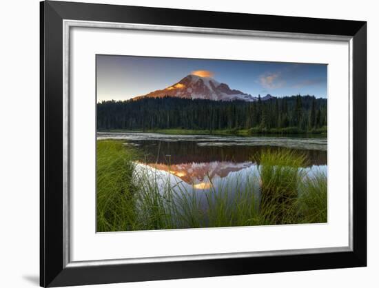 Mount Rainier NP, Washington: Sunset At Reflection Lakes With Mount Rainier In The Background-Ian Shive-Framed Photographic Print