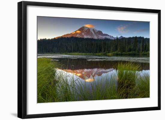 Mount Rainier NP, Washington: Sunset At Reflection Lakes With Mount Rainier In The Background-Ian Shive-Framed Photographic Print