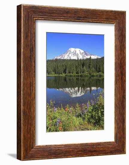 Mount Rainier Reflected in a Lake, Washington State, USA-Mark Taylor-Framed Photographic Print