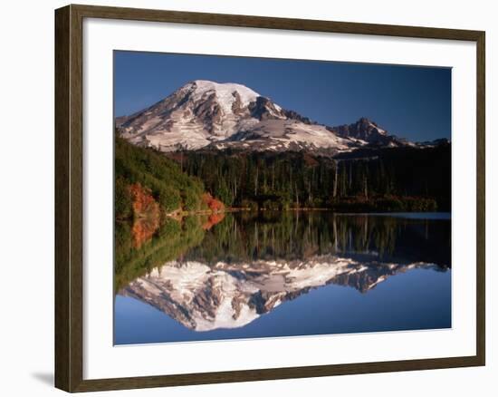 Mount Rainier Reflected in Bench Lake-John McAnulty-Framed Photographic Print